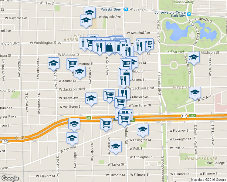 map of restaurants, bars, coffee shops, grocery stores, and more near in Chicago