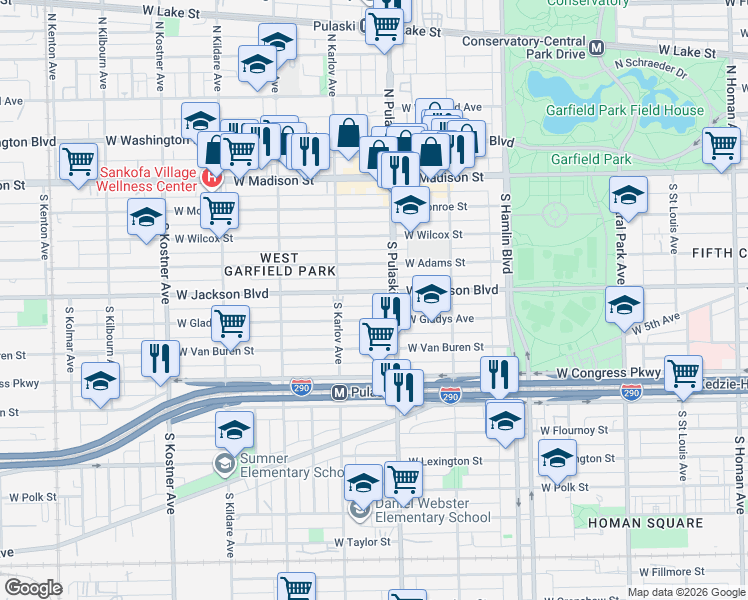 map of restaurants, bars, coffee shops, grocery stores, and more near in Chicago