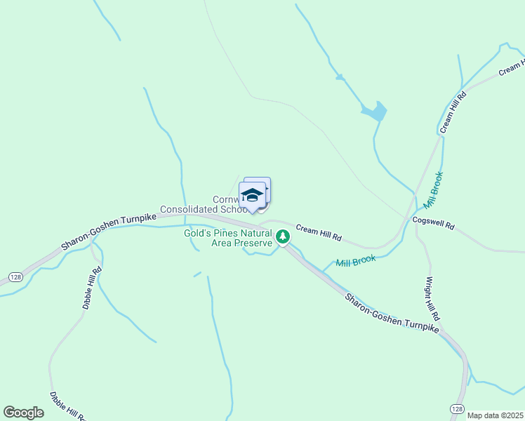 map of restaurants, bars, coffee shops, grocery stores, and more near 5 Cream Hill Road in Cornwall
