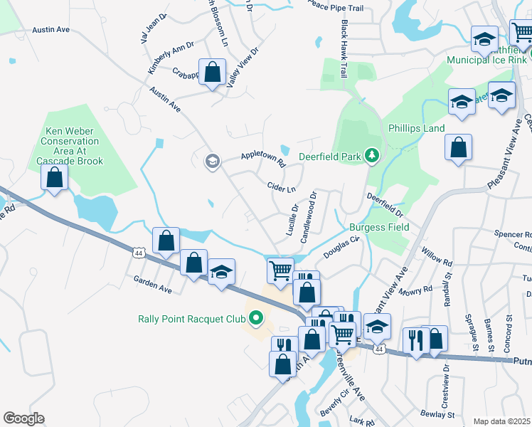 map of restaurants, bars, coffee shops, grocery stores, and more near 4 Jean Drive in Smithfield