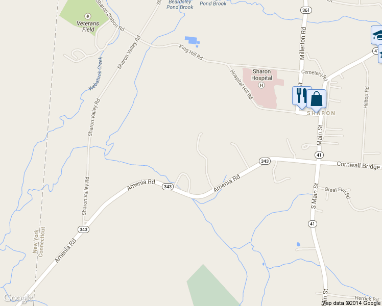 map of restaurants, bars, coffee shops, grocery stores, and more near 138 Amenia Road in Sharon