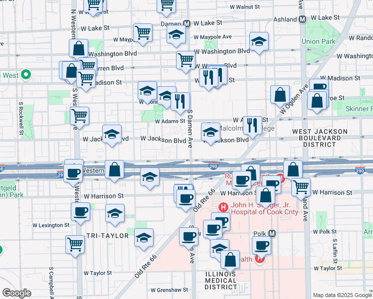 map of restaurants, bars, coffee shops, grocery stores, and more near in Chicago