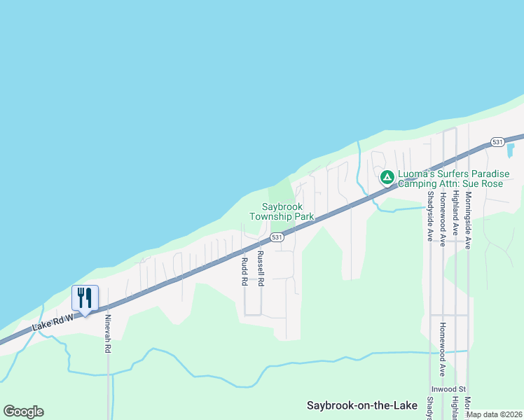 map of restaurants, bars, coffee shops, grocery stores, and more near Unnamed Road in Ashtabula
