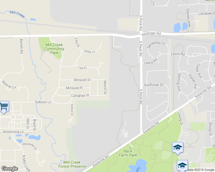 map of restaurants, bars, coffee shops, grocery stores, and more near N615 Morrill Drive in Geneva