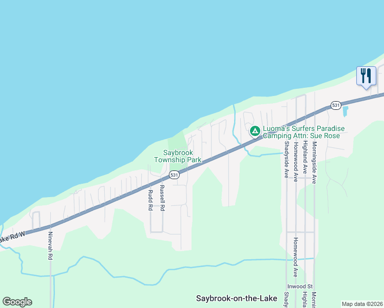 map of restaurants, bars, coffee shops, grocery stores, and more near 2451 Linwood Drive in Ashtabula