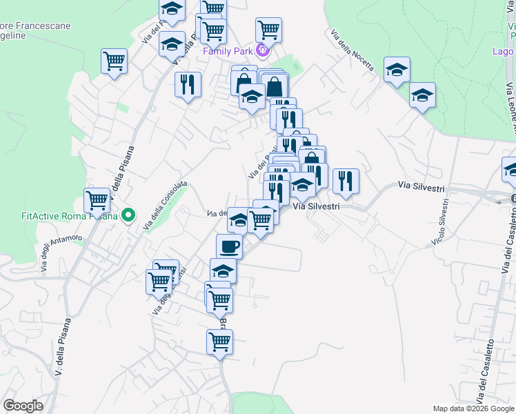 map of restaurants, bars, coffee shops, grocery stores, and more near in Roma