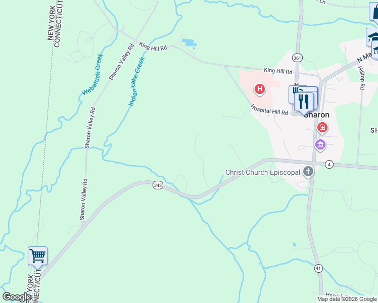 map of restaurants, bars, coffee shops, grocery stores, and more near 138 Amenia Road in Sharon