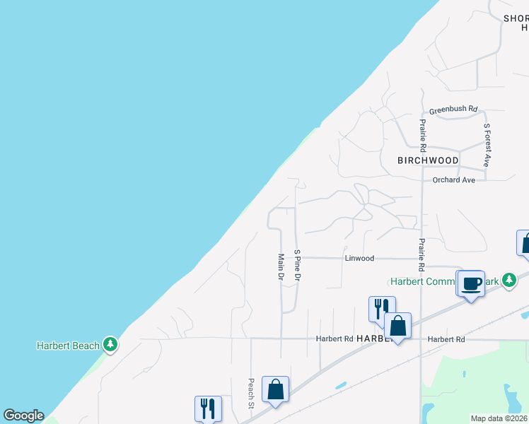 map of restaurants, bars, coffee shops, grocery stores, and more near 13402 Main Drive in Shorewood-Tower Hills-Harbert