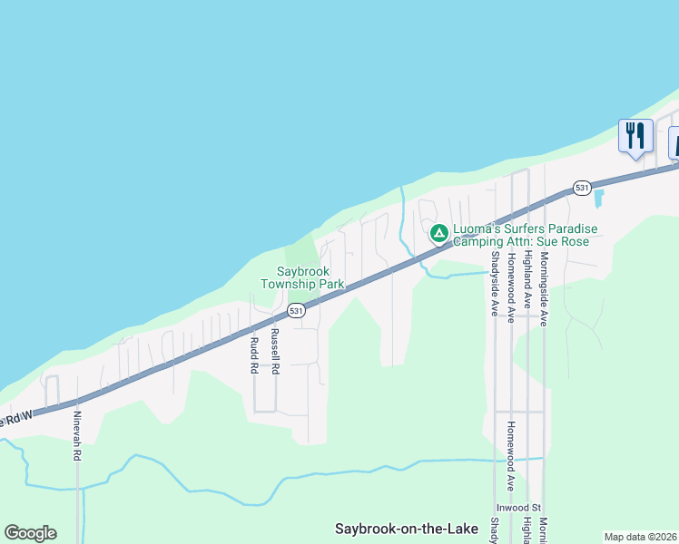 map of restaurants, bars, coffee shops, grocery stores, and more near 2451 Linwood Dr in Ashtabula