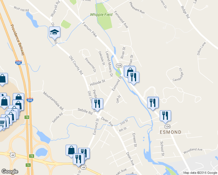 map of restaurants, bars, coffee shops, grocery stores, and more near 10 Elm Ct in Smithfield