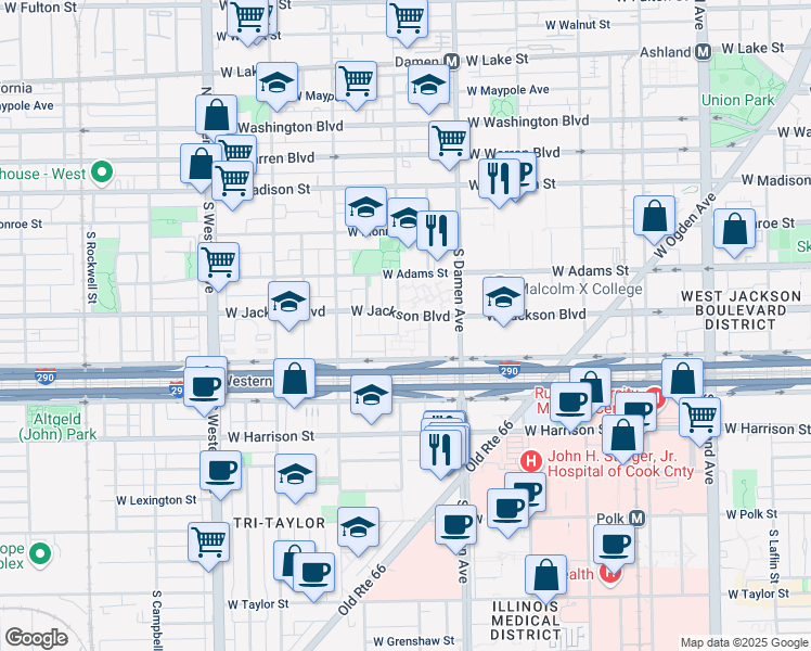 map of restaurants, bars, coffee shops, grocery stores, and more near 316 South Seeley Avenue in Chicago