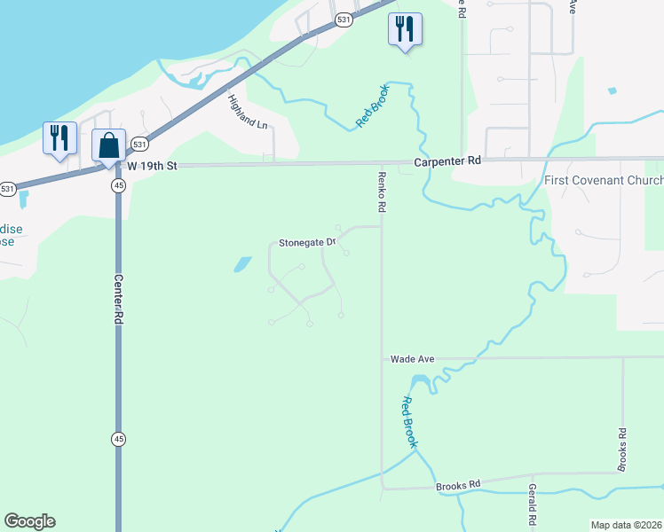 map of restaurants, bars, coffee shops, grocery stores, and more near 4430 Rutledge Avenue in Ashtabula