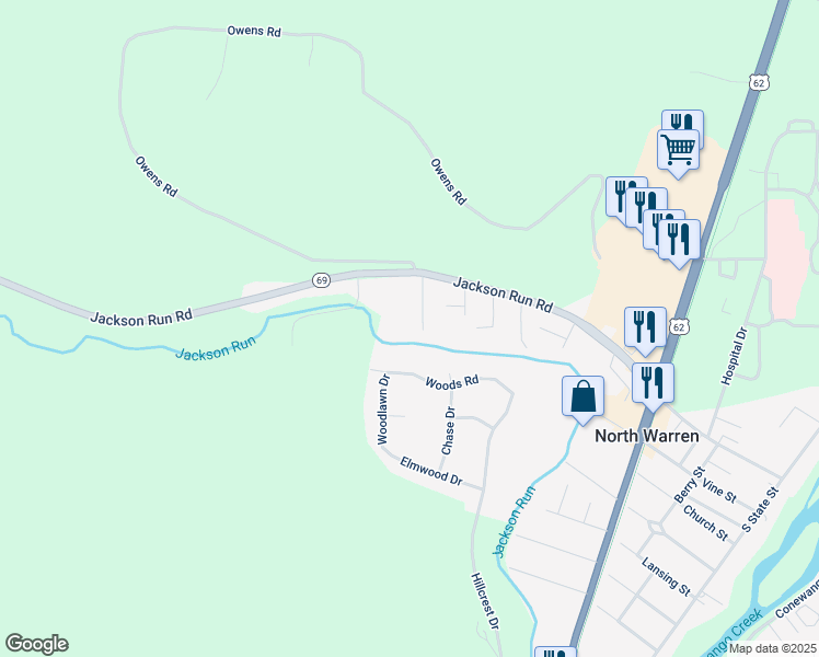map of restaurants, bars, coffee shops, grocery stores, and more near 10 Nathan Street in Warren