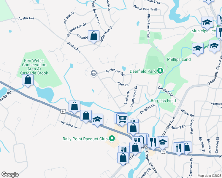 map of restaurants, bars, coffee shops, grocery stores, and more near 4 Jean Drive in Smithfield