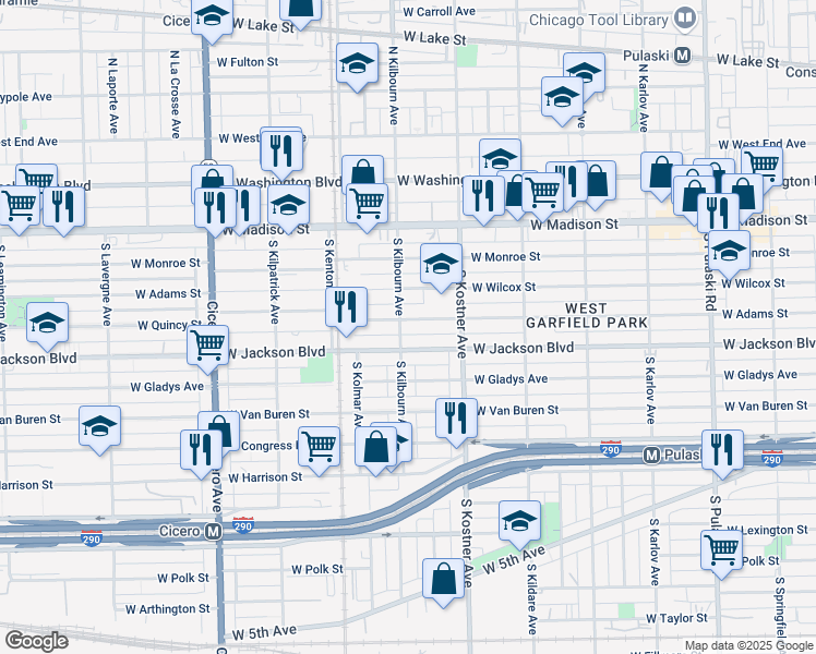 map of restaurants, bars, coffee shops, grocery stores, and more near in Chicago