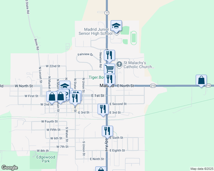 map of restaurants, bars, coffee shops, grocery stores, and more near in Madrid