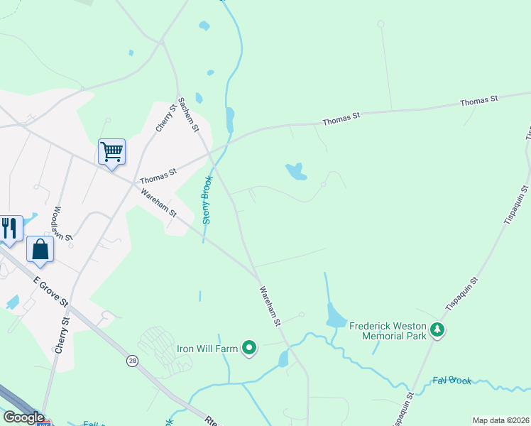 map of restaurants, bars, coffee shops, grocery stores, and more near 138 Sachem Street in Middleborough