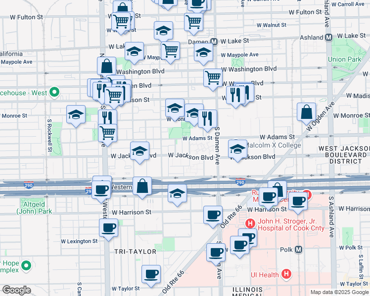map of restaurants, bars, coffee shops, grocery stores, and more near 204 South Hoyne Avenue in Chicago