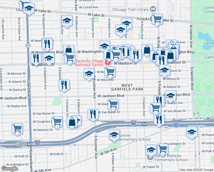 map of restaurants, bars, coffee shops, grocery stores, and more near in Chicago