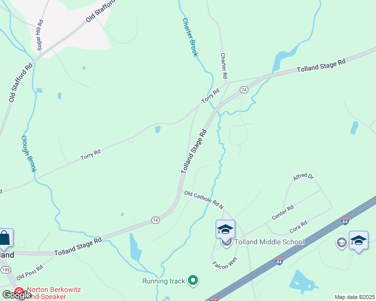 map of restaurants, bars, coffee shops, grocery stores, and more near 15 Garry Road in Tolland
