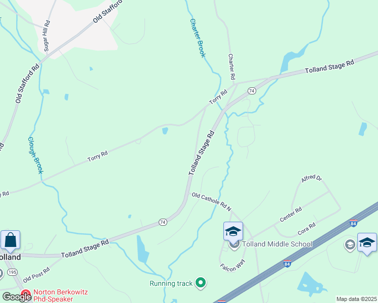 map of restaurants, bars, coffee shops, grocery stores, and more near 15 Garry Road in Tolland
