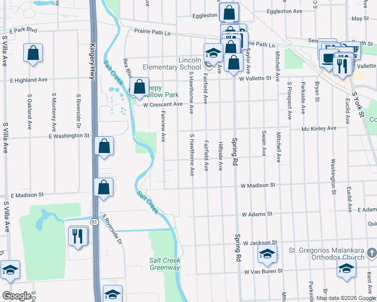 map of restaurants, bars, coffee shops, grocery stores, and more near 699 Berkley Avenue in Elmhurst