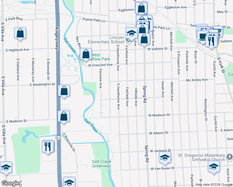 map of restaurants, bars, coffee shops, grocery stores, and more near 699 Berkley Avenue in Elmhurst
