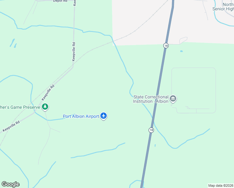 map of restaurants, bars, coffee shops, grocery stores, and more near 10700 Pennsylvania 18 in Albion