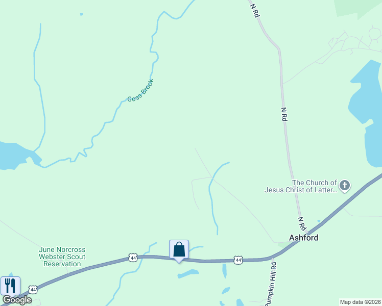 map of restaurants, bars, coffee shops, grocery stores, and more near 63 Fitts Road in Ashford