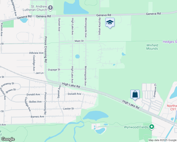 map of restaurants, bars, coffee shops, grocery stores, and more near N379 Morningside Avenue in West Chicago