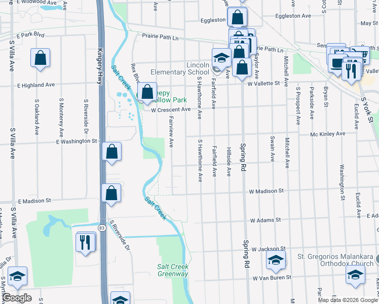 map of restaurants, bars, coffee shops, grocery stores, and more near 699 Berkley Avenue in Elmhurst