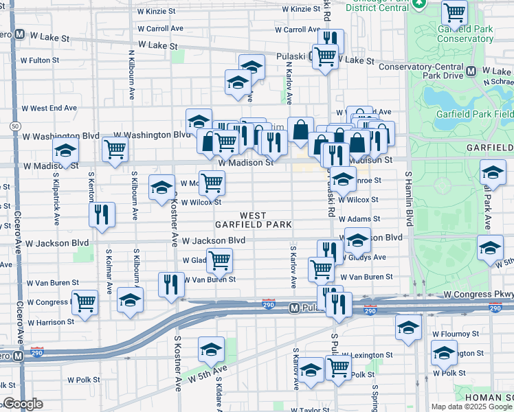 map of restaurants, bars, coffee shops, grocery stores, and more near in Chicago