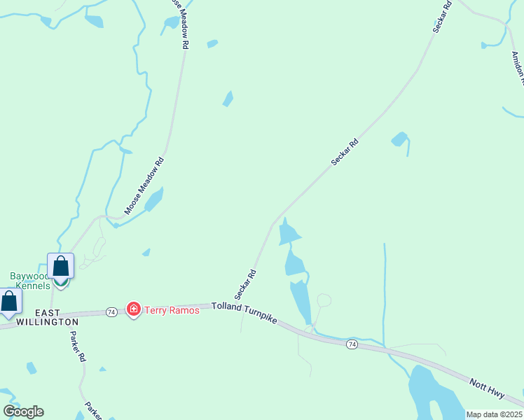 map of restaurants, bars, coffee shops, grocery stores, and more near 29 Seckar Road in Willington