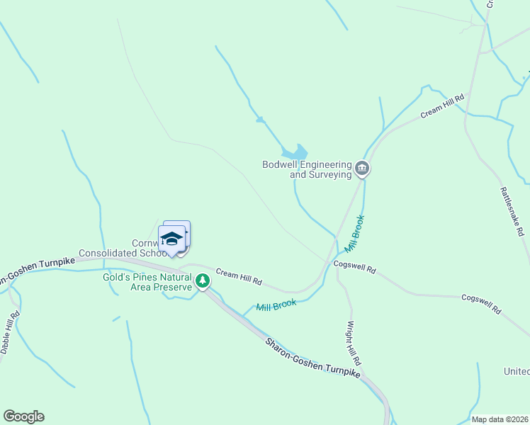 map of restaurants, bars, coffee shops, grocery stores, and more near 27 Cherry Hill Road in Cornwall