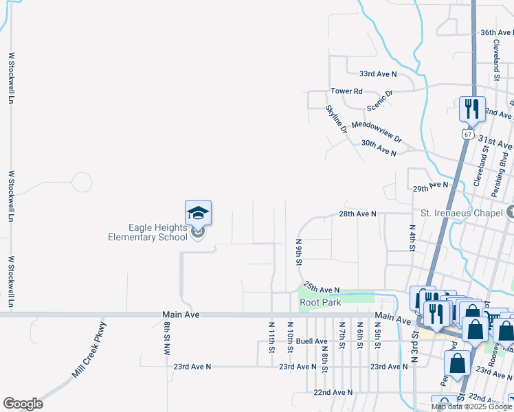 map of restaurants, bars, coffee shops, grocery stores, and more near 2700-2798 North 12th Street in Clinton
