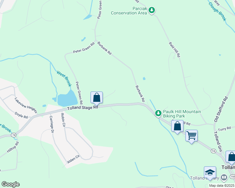 map of restaurants, bars, coffee shops, grocery stores, and more near 545 Tolland Stage Road in Tolland