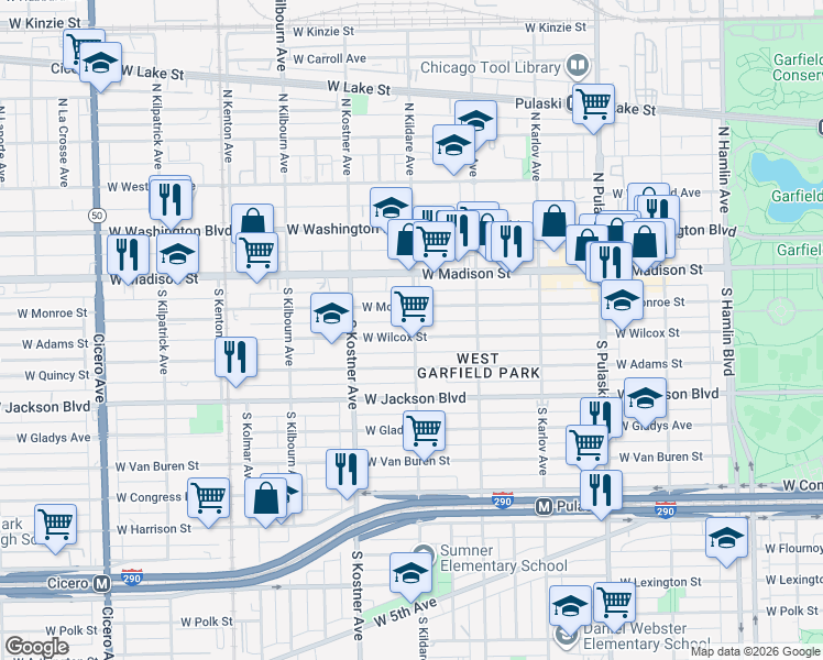 map of restaurants, bars, coffee shops, grocery stores, and more near in Chicago