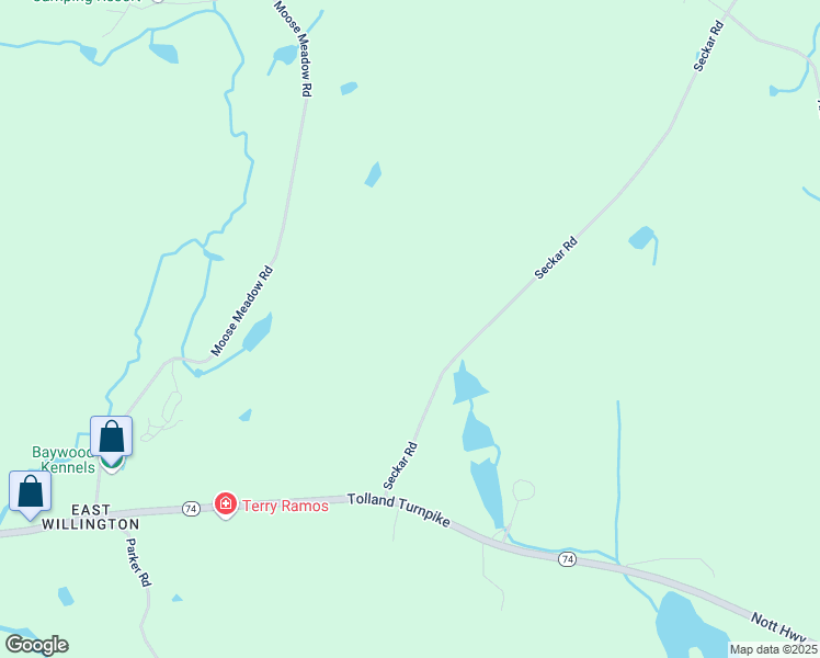 map of restaurants, bars, coffee shops, grocery stores, and more near 29 Seckar Road in Willington