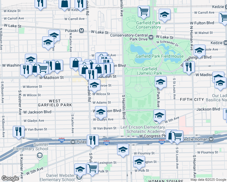 map of restaurants, bars, coffee shops, grocery stores, and more near 4349 W West End Ave in Chicago