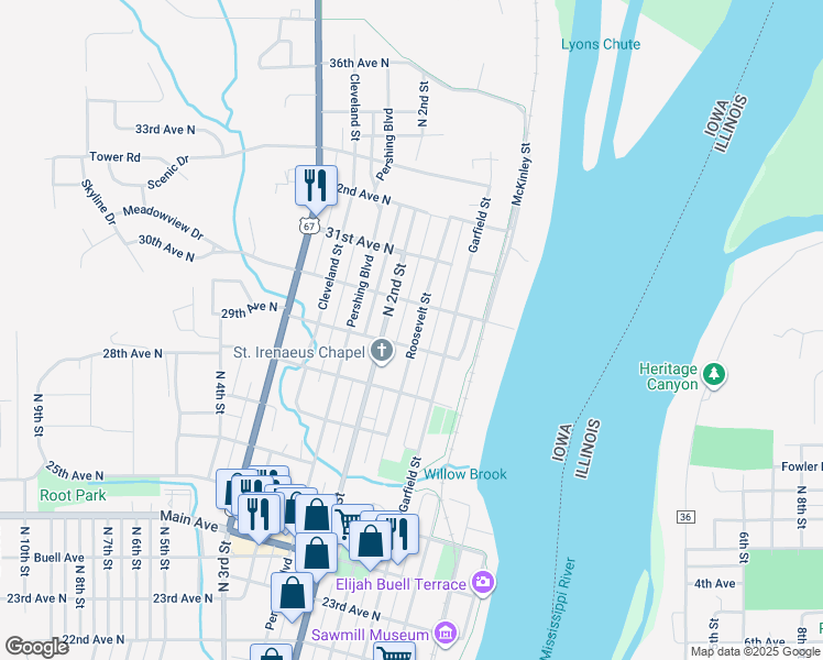 map of restaurants, bars, coffee shops, grocery stores, and more near 111 29th Avenue North in Clinton