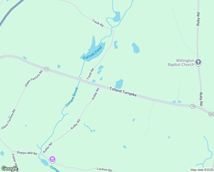 map of restaurants, bars, coffee shops, grocery stores, and more near 139 Tolland Turnpike in Willington