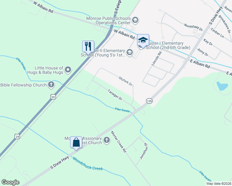 map of restaurants, bars, coffee shops, grocery stores, and more near 4978 Tanager Drive in RAISINVL Township