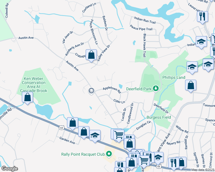 map of restaurants, bars, coffee shops, grocery stores, and more near 6 Lodgepole Lane in Smithfield