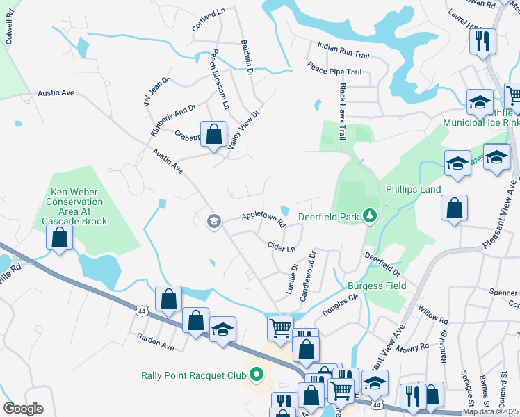 map of restaurants, bars, coffee shops, grocery stores, and more near 6 Lodgepole Lane in Smithfield