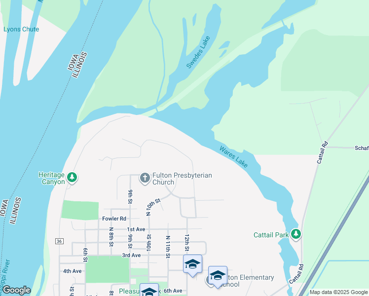 map of restaurants, bars, coffee shops, grocery stores, and more near 1111 Melody Hills in Fulton
