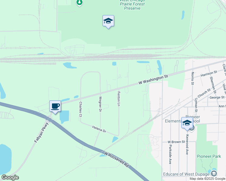 map of restaurants, bars, coffee shops, grocery stores, and more near in West Chicago