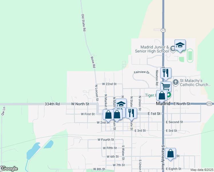 map of restaurants, bars, coffee shops, grocery stores, and more near 306 West 22nd Street in Madrid