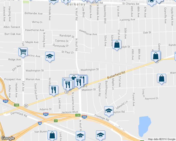 map of restaurants, bars, coffee shops, grocery stores, and more near 519 Iroquois Road in Hillside
