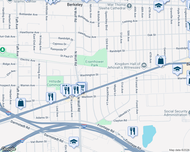 map of restaurants, bars, coffee shops, grocery stores, and more near 519 High Ridge Road in Hillside