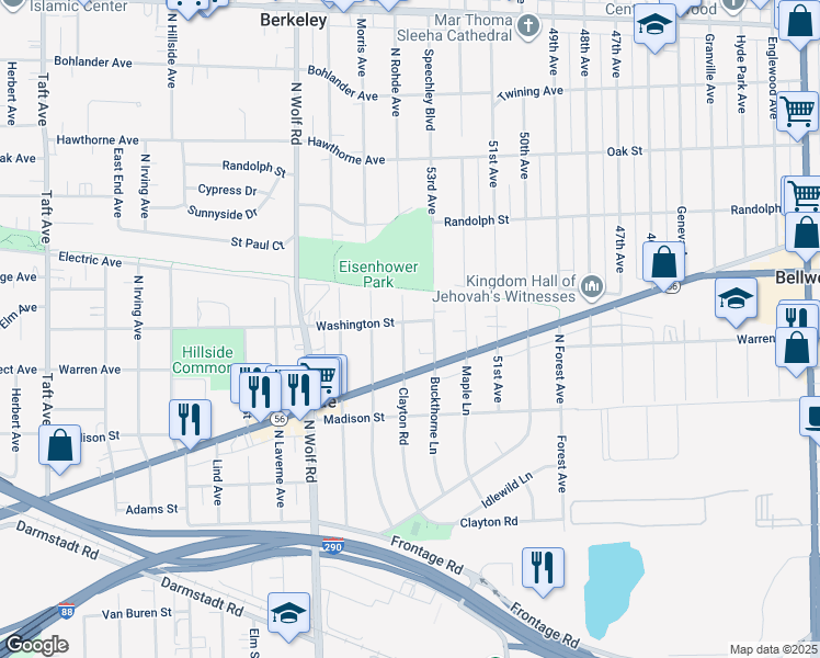 map of restaurants, bars, coffee shops, grocery stores, and more near 519 Clayton Avenue in Hillside